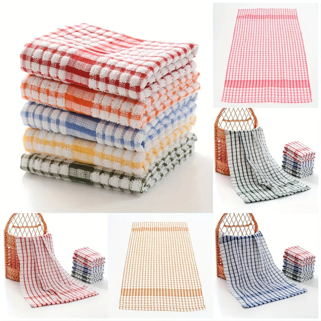 10pcs Large Plaid Kitchen Towels