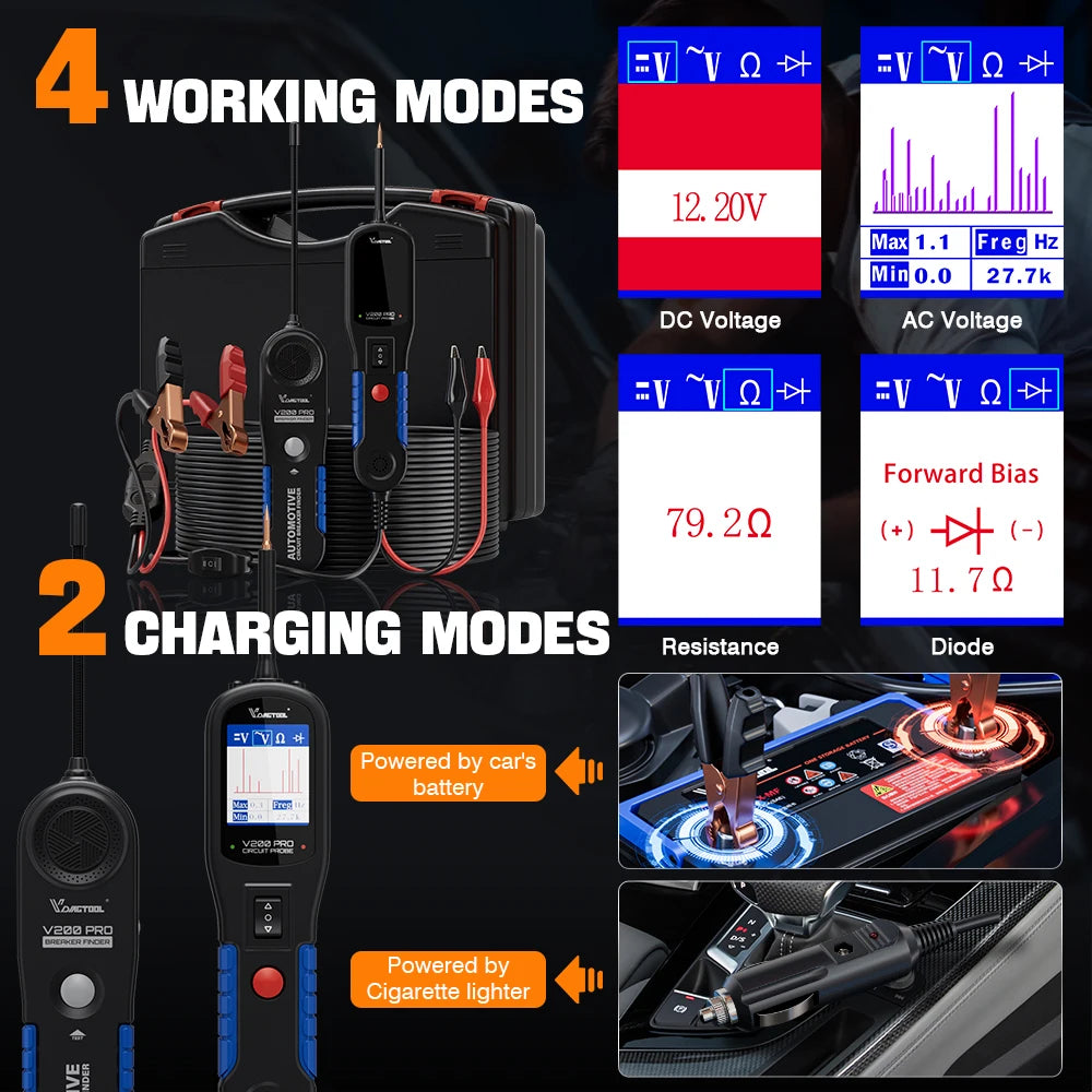 12/24V Car Power Circuit Probe 40FT/12M Cable Circuit Tester with Relay/Fuse Testing Breaker Finder Tools