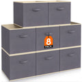 8-Pack 11/13 Inch Cube Storage Bins, Foldable Fabric Storage Baskets with Handles for Shelves, Closet, Home Organization