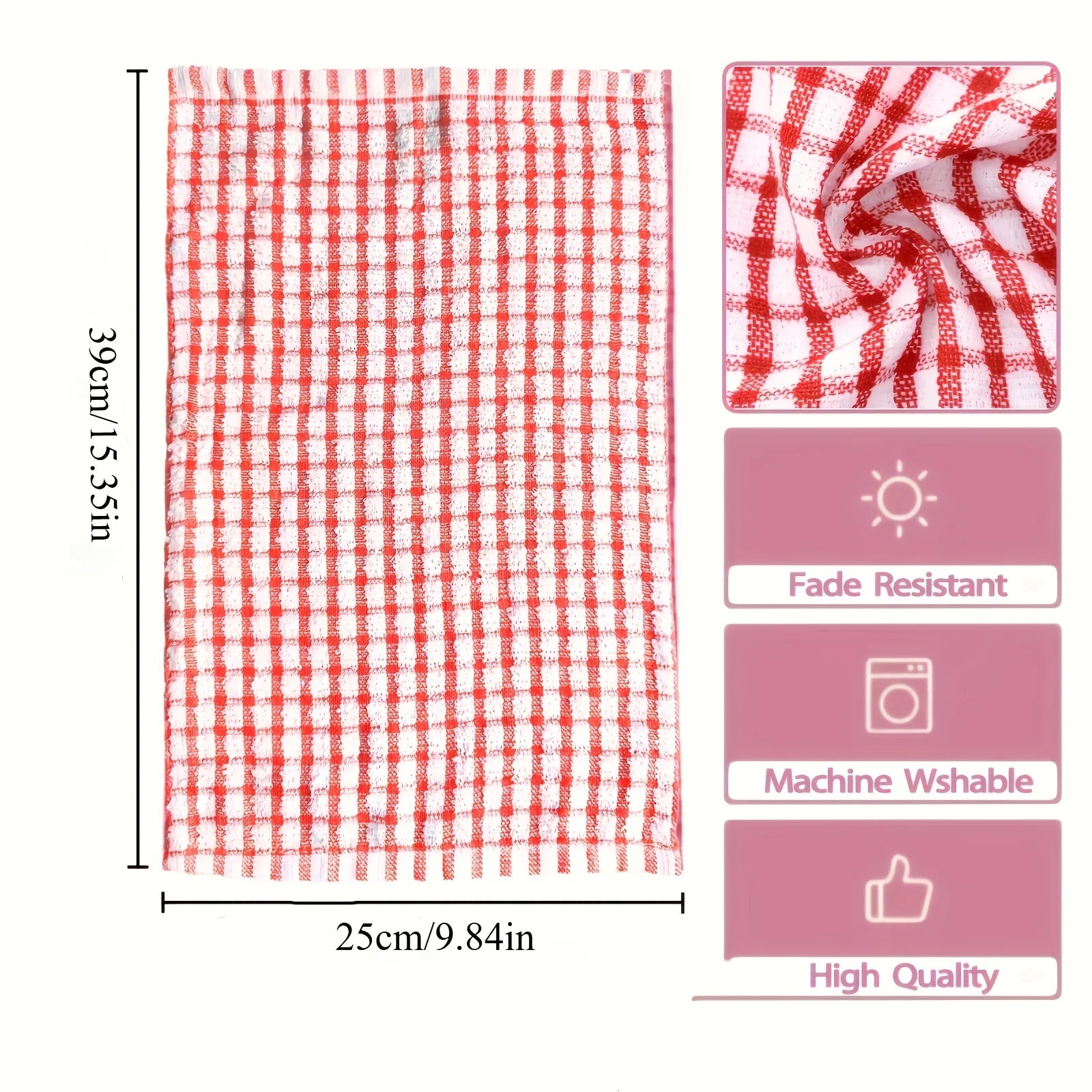 10pcs Large Plaid Kitchen Towels