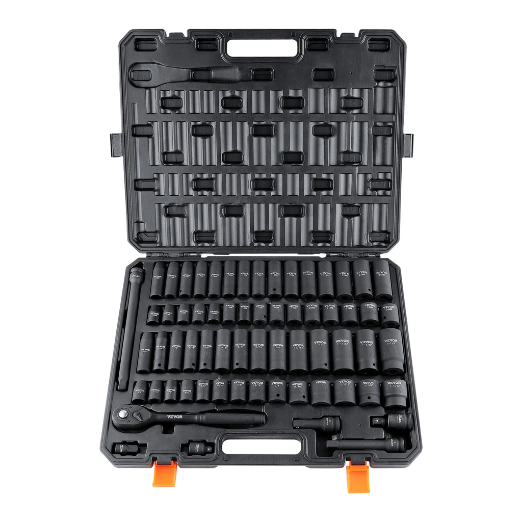 1/2" Drive Impact Socket Set  6 Point Cr-V Alloy Steel for Auto Repair