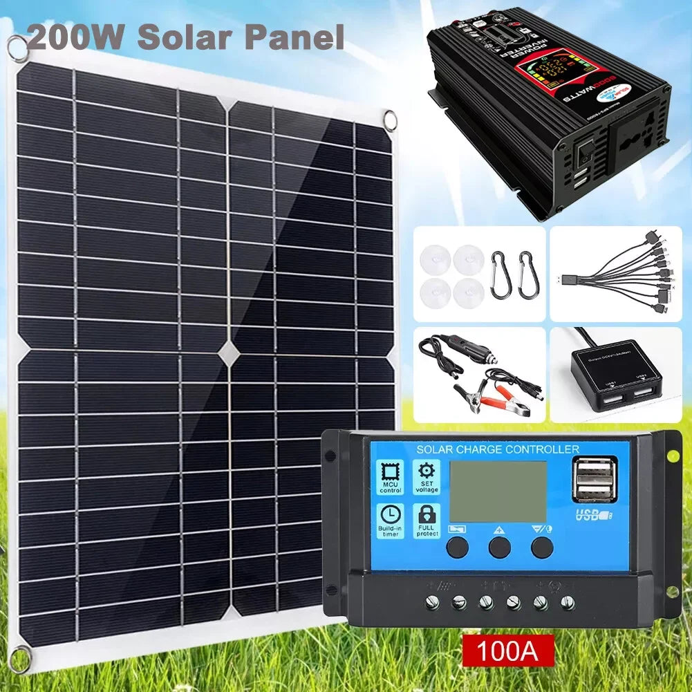 6000W Inverter and Solar Panel Kit 12V Battery Charger with 100A Controller Caravan Solar Power Generator