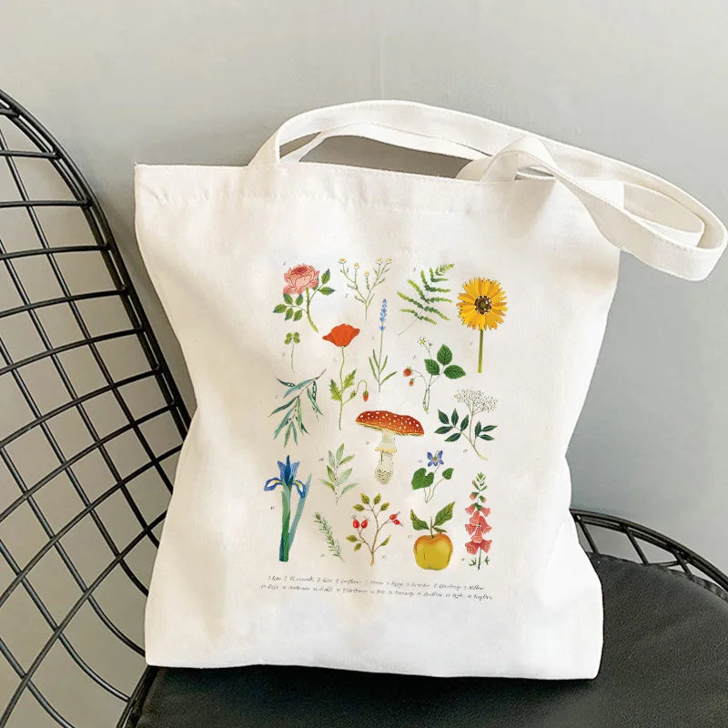 Bohemian Mushroom Herbology Canvas Tote Bag