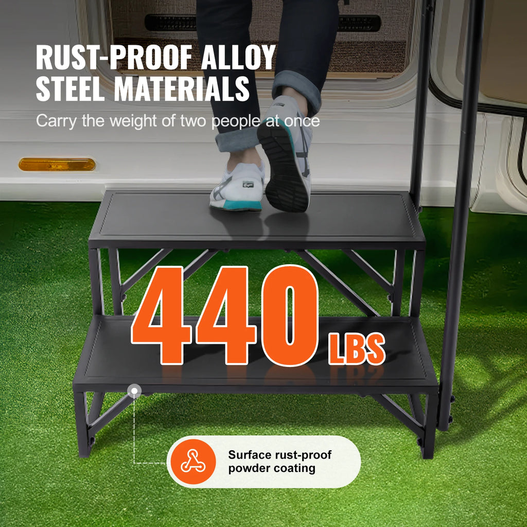2-Step RV Stairs 440 LBS Load Capacity