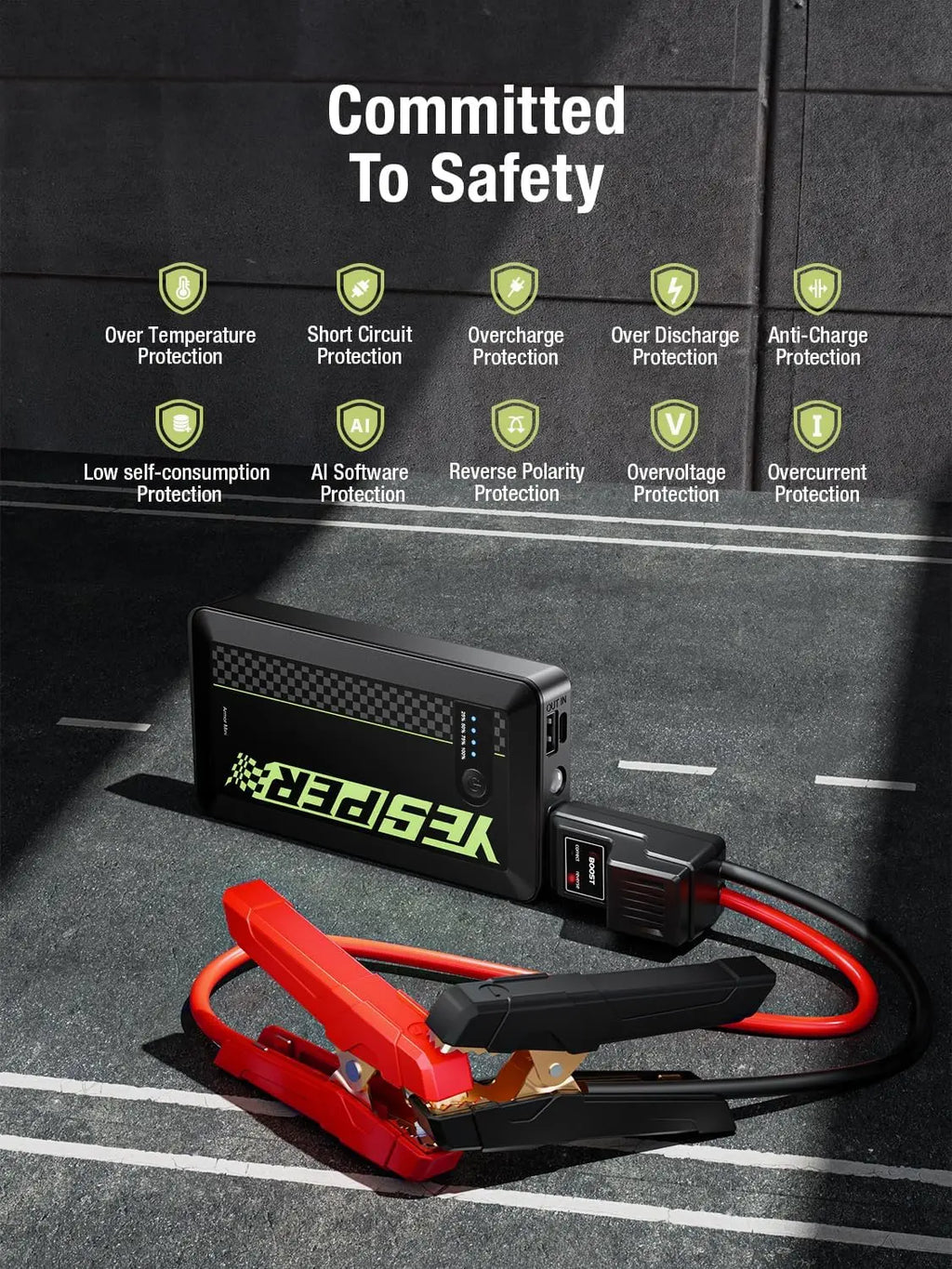 Mini Portable Jump Starter,1200A Starting device (up to 6.0L gas and 4.0L diesel engines)