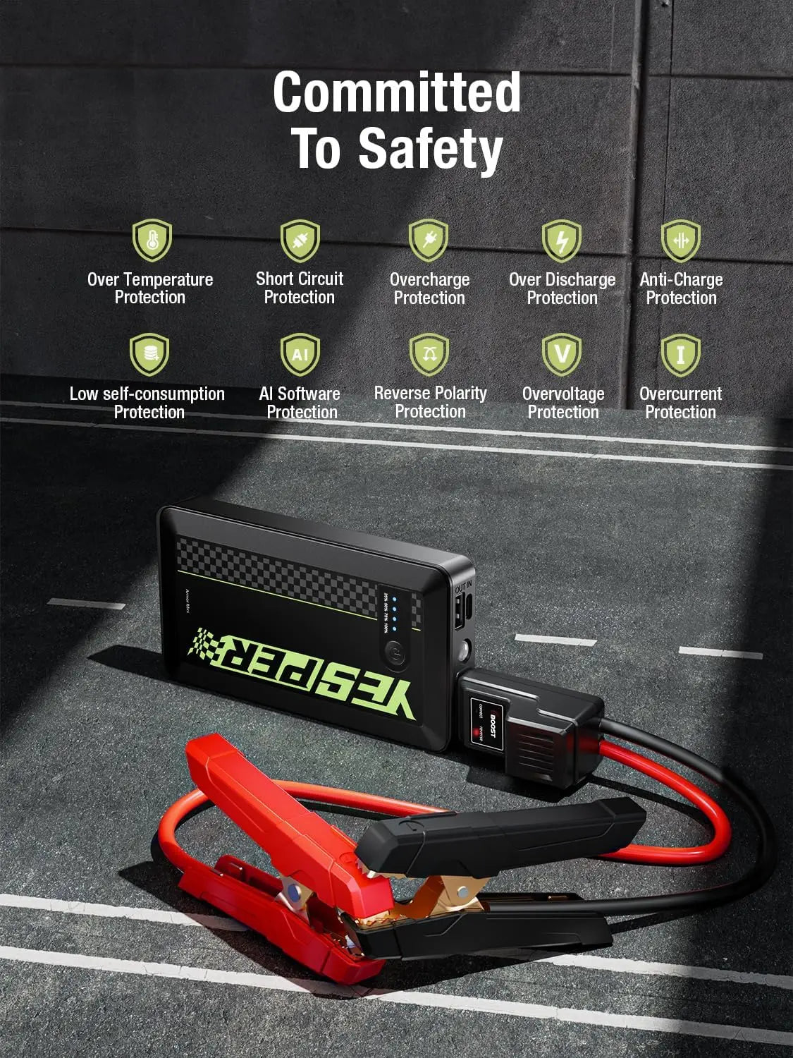 Mini Portable Jump Starter,1200A Starting device (up to 6.0L gas and 4.0L diesel engines)