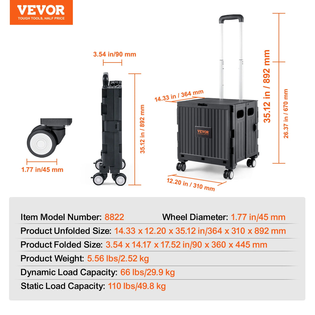 Foldable Utility Shopping Cart with Handle