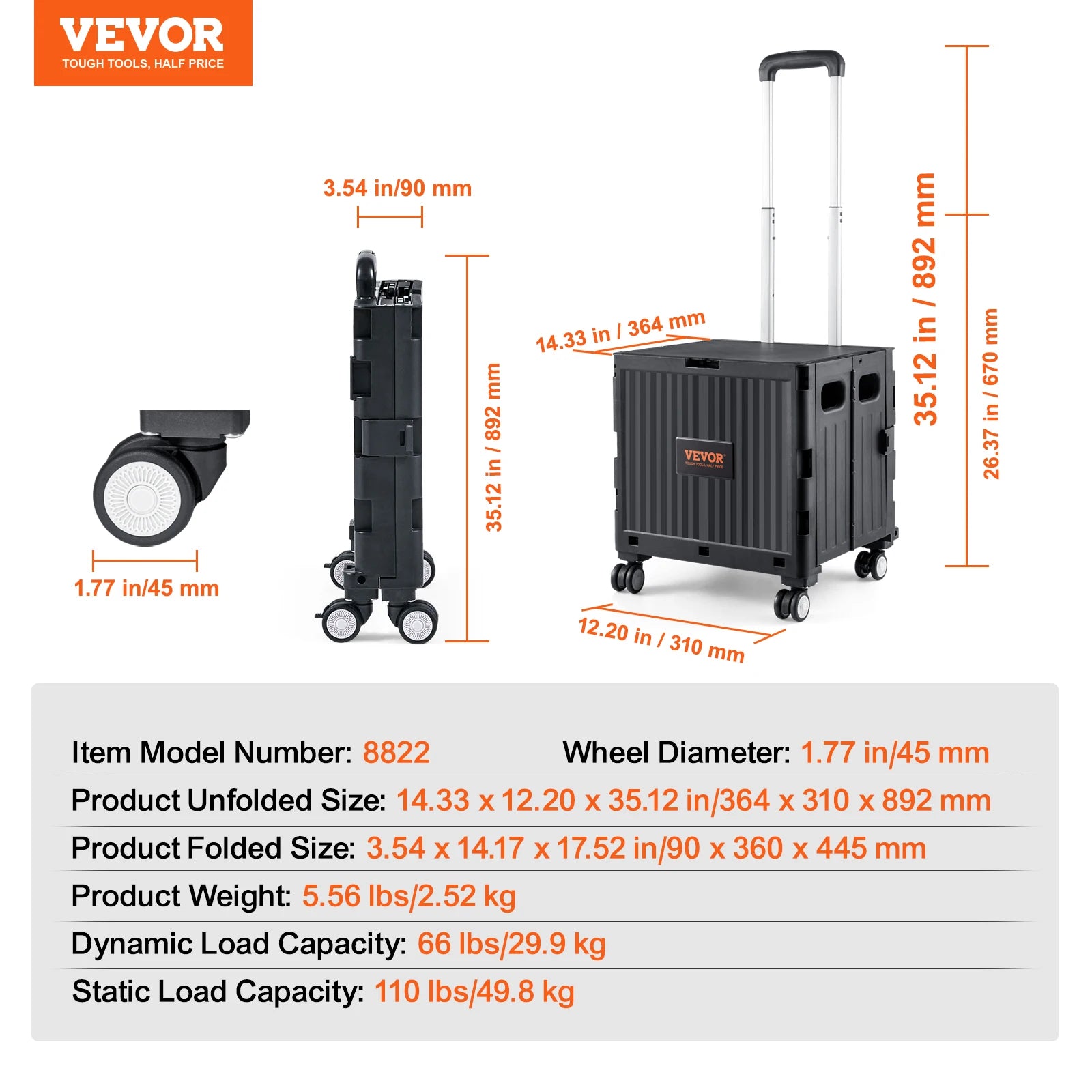 Foldable Utility Shopping Cart with Handle