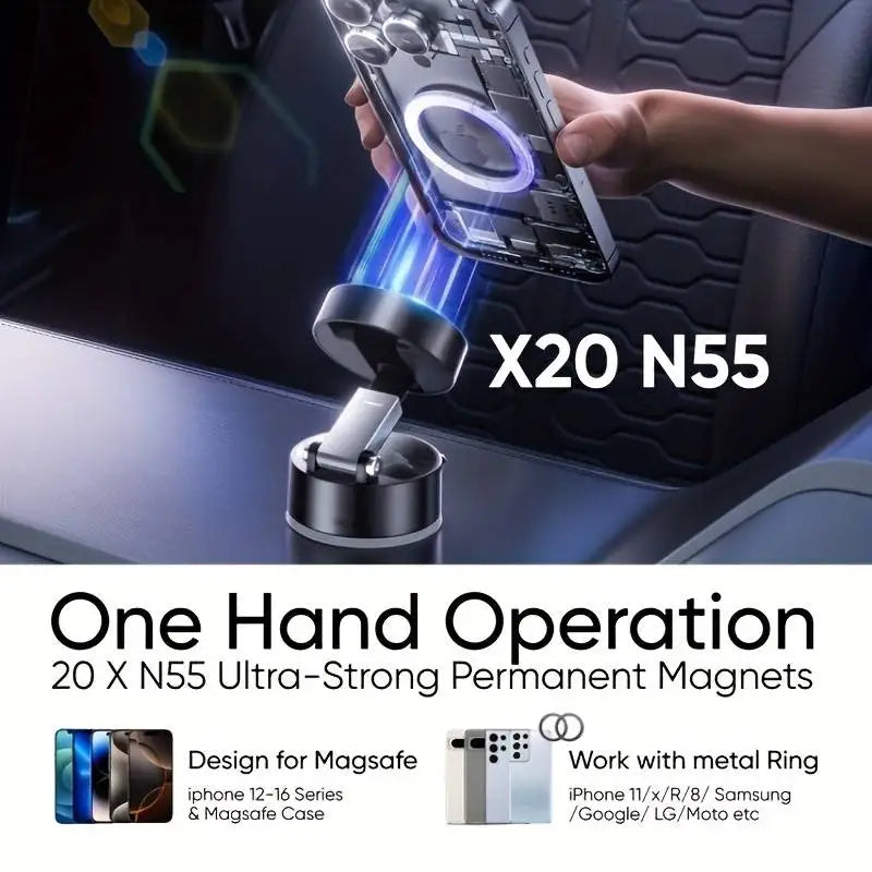 Car Magnetic Phone Holder Adjustable Rotating Suction Cup