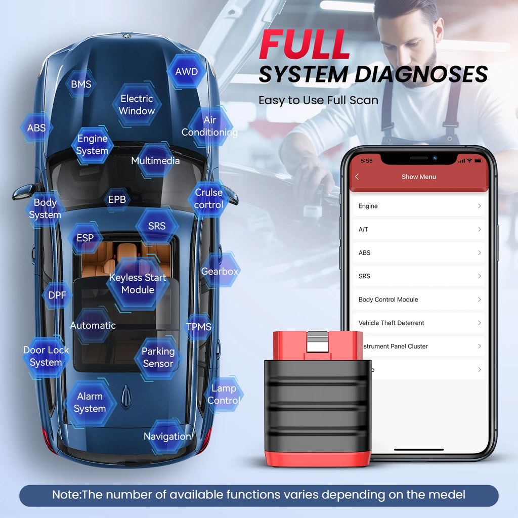 MINI OBD2 Scanner Diagnostic Tool OE Full System Car Scanner for iOS Android Fault Code Reader