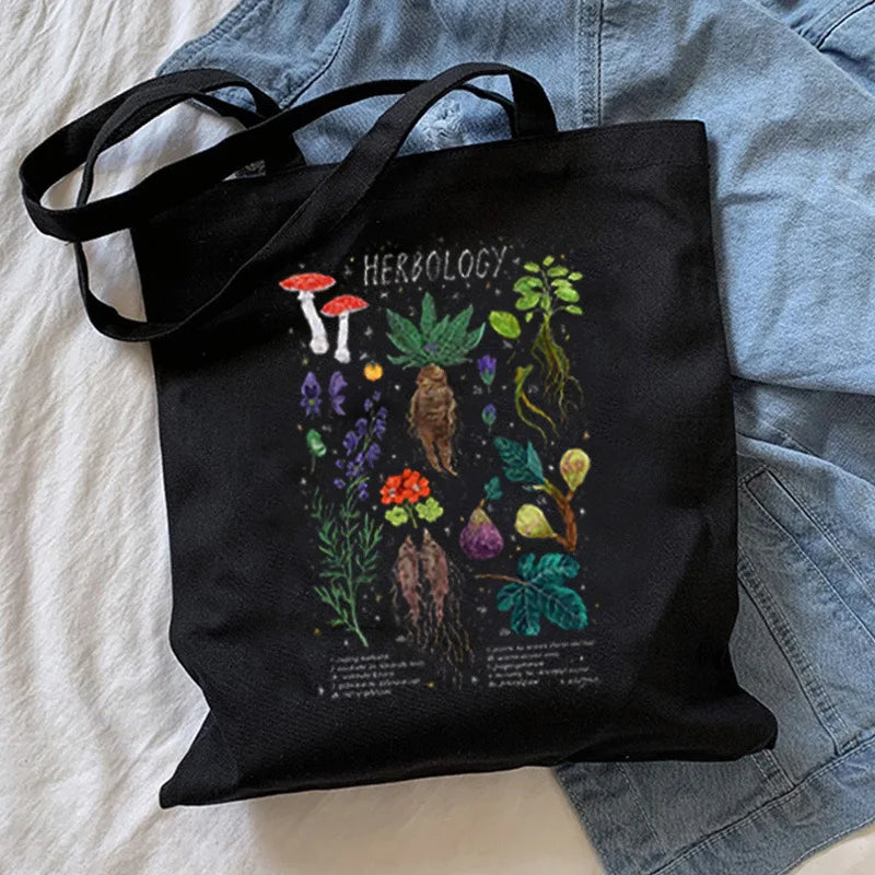 Bohemian Mushroom Herbology Canvas Tote Bag